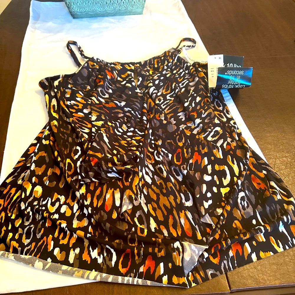 Animal Print Tankini Swim Top